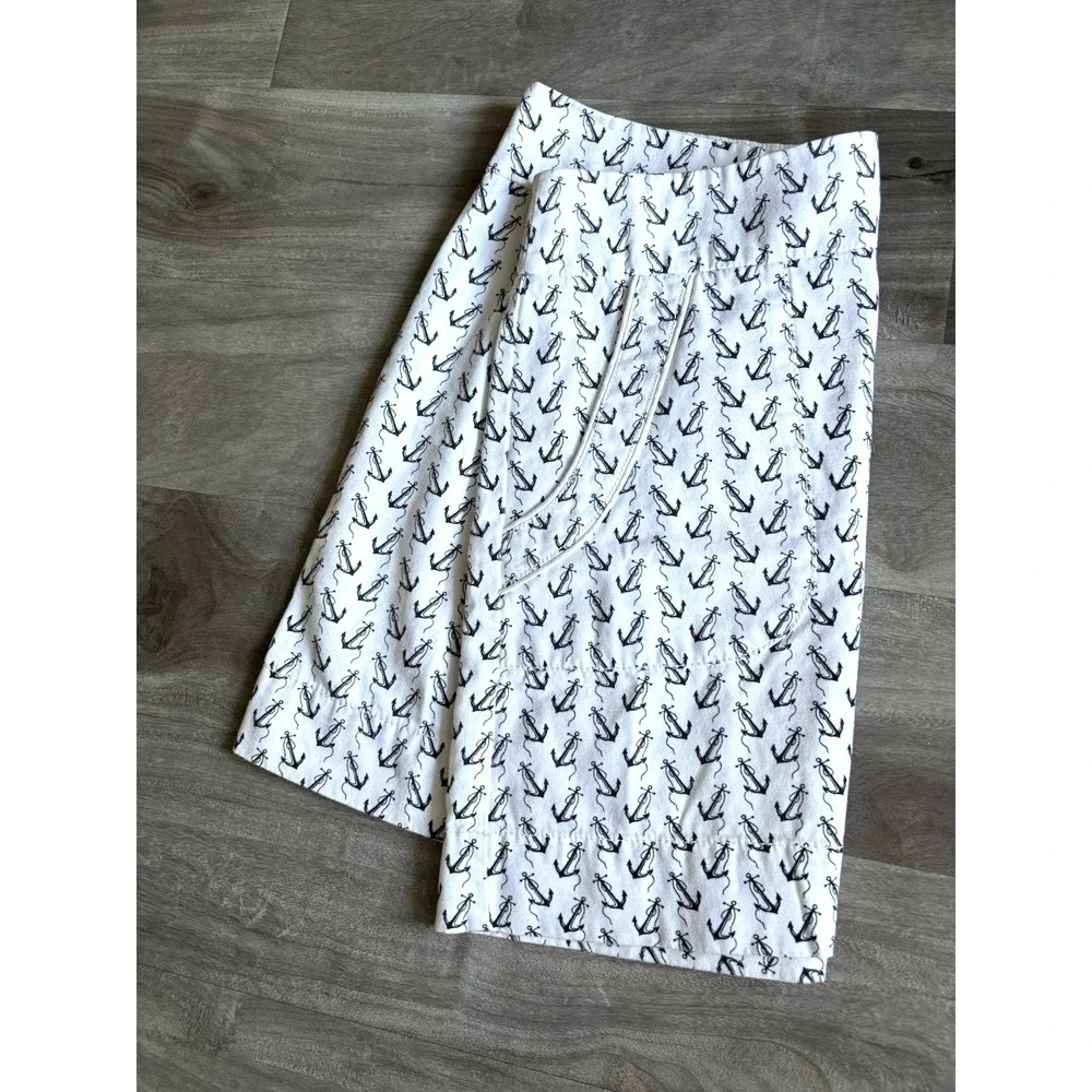 J crew Skirt‎ size 2 nautical theme anchors black and white